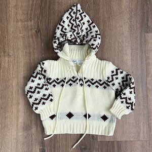 Vintage Cowichan Hooded Sweater Sz 2